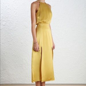 Zimmermann silk picnic dress in mustard